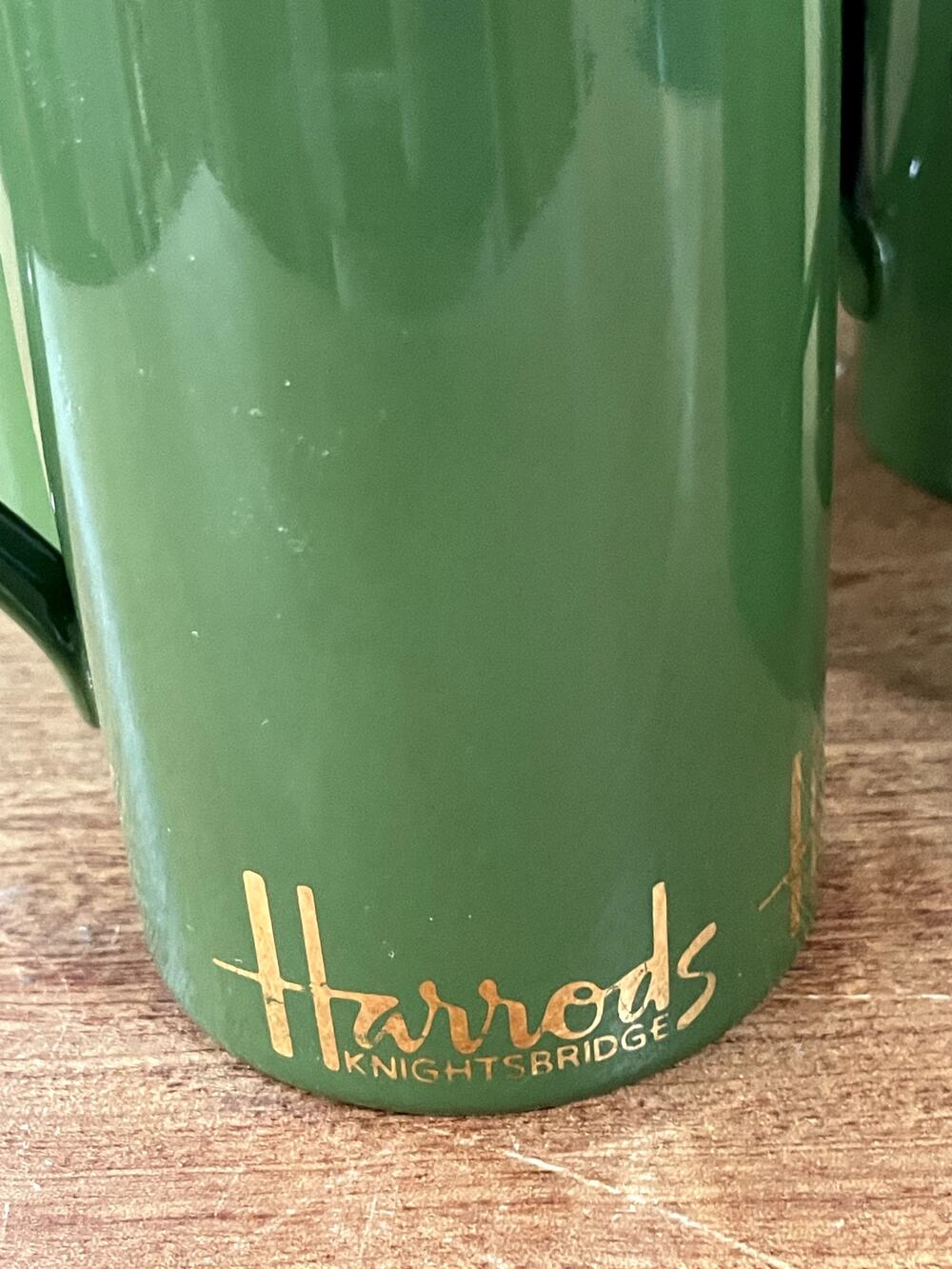 Vintage Harrods Knightsbridge Green Stoneware Mugs Set of 4 Made in Scotland